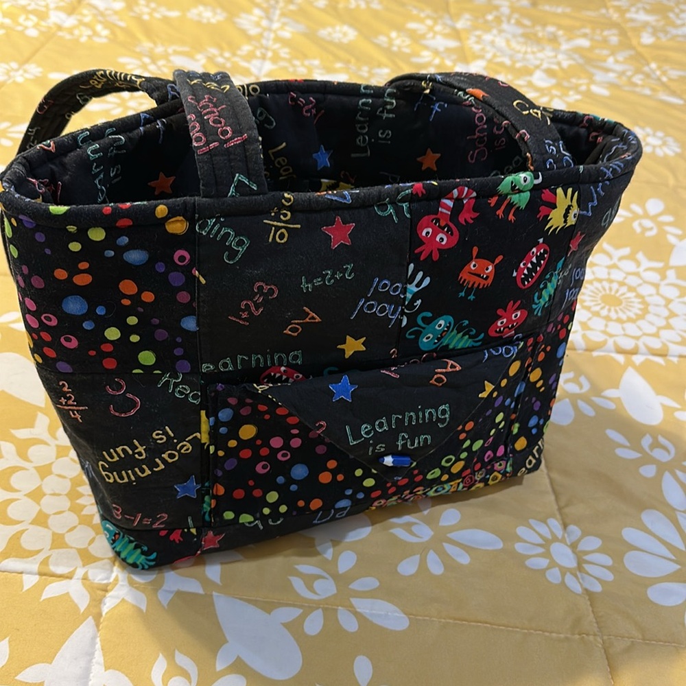 Colorful Patterned Teacher’s Bag!  Monsters Pockets inside & outside. 2 handles